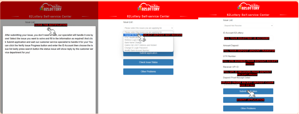 82 Lottery Deposit Not Receive