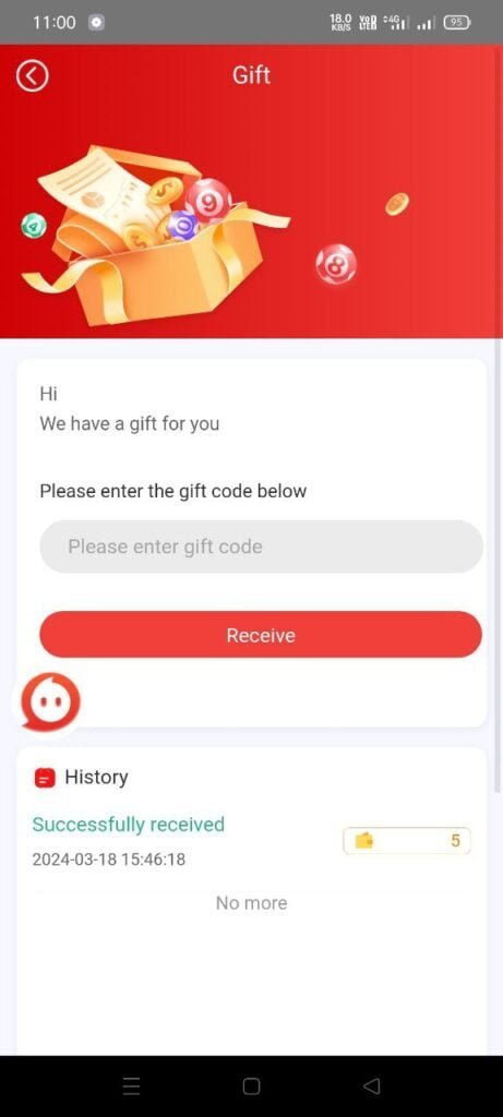 Redeem Gift Code 82 Lottery