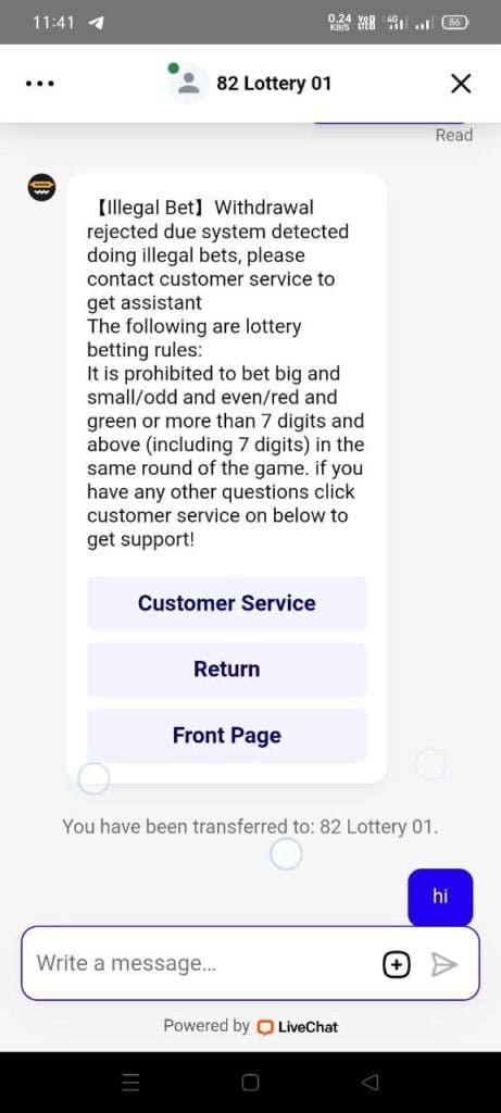 Withdraw Rejected due to illegal Betting